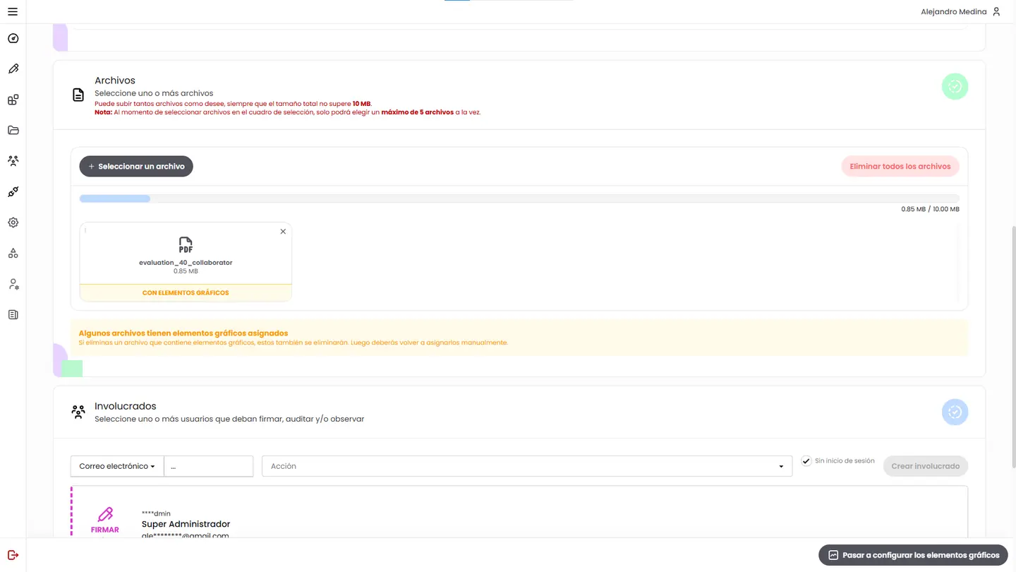 Archivos e involucrados en Viadoc